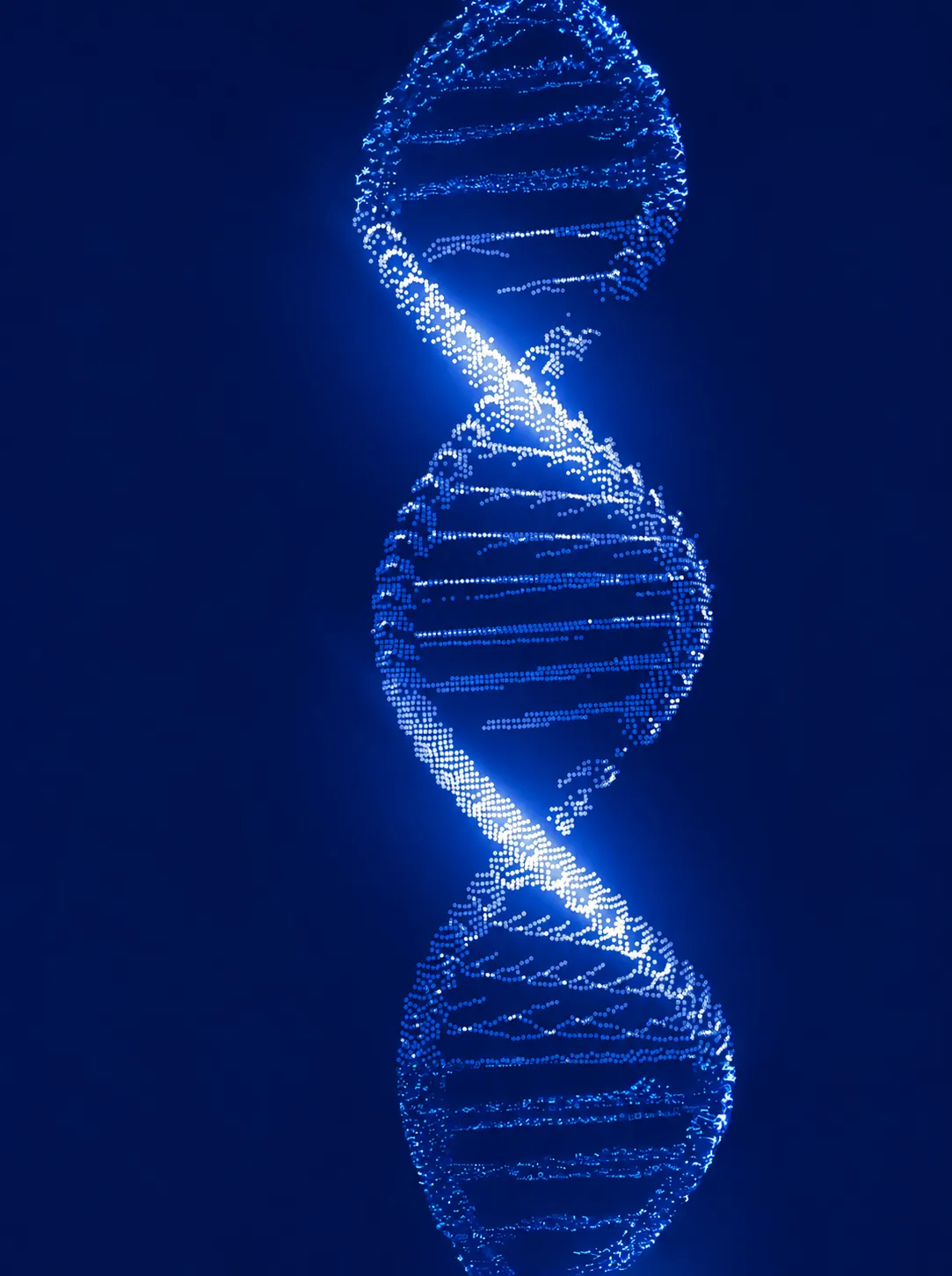 Hélice de ADN iluminada en azul